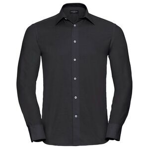 Russell Collection Mens Oxford Tailored Long-Sleeved Formal Shirt / Black